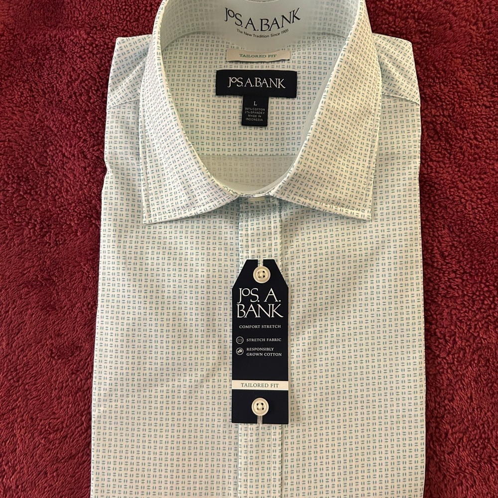 Jos. A. Bank Men's Patterned Light Blue Dress Shirt